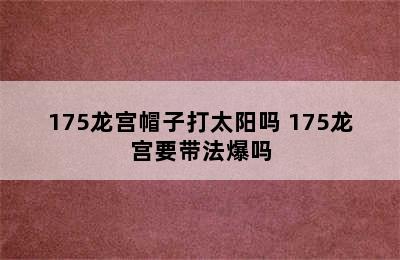 175龙宫帽子打太阳吗 175龙宫要带法爆吗